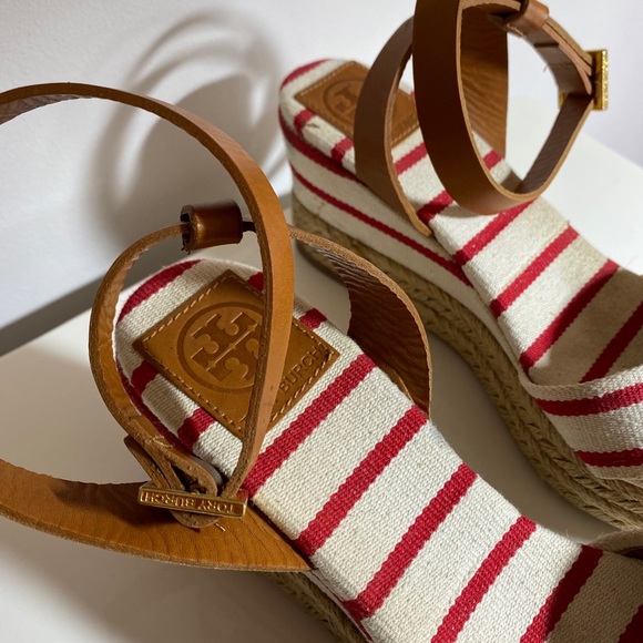 Tory Burch Karissa Red Striped Espadrilles - Picture 9 of 11